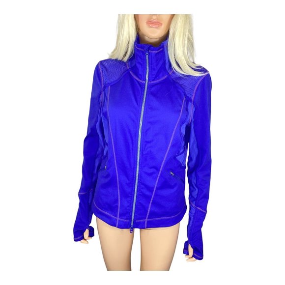 Zella Double Mesh Workout Track Jacket Purple size XL Slimming Cooling - Picture 2 of 16